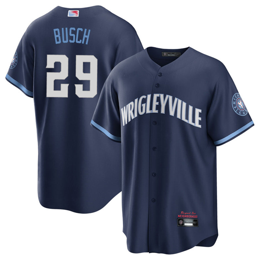 Custom #29 Navy City Connect CHC Baseball Shirt Top