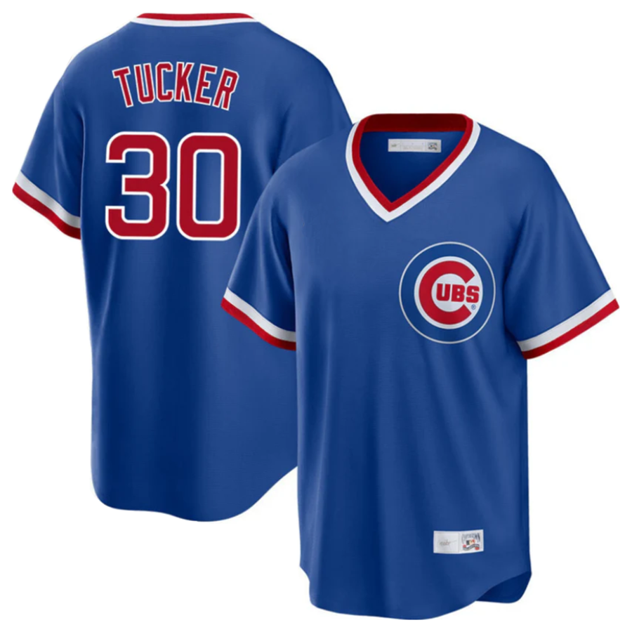 Custom #30 Blue Throwback CHC Baseball Shirt Top