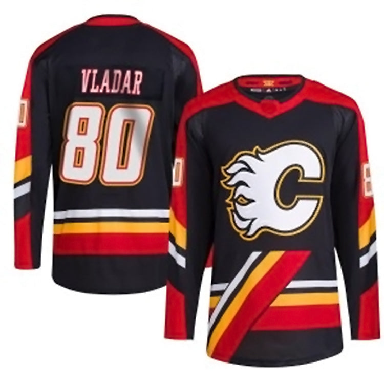 Custom #80 Black Retro CGY Hockey Shirt Top