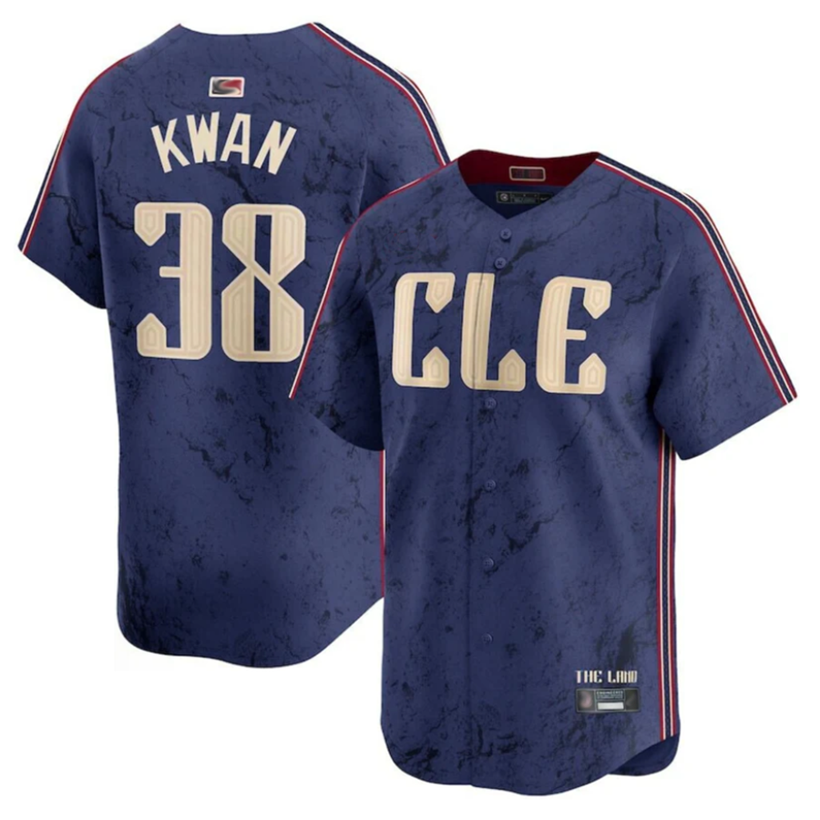 Custom #38 Navy City Connect CLE Baseball Shirt Top