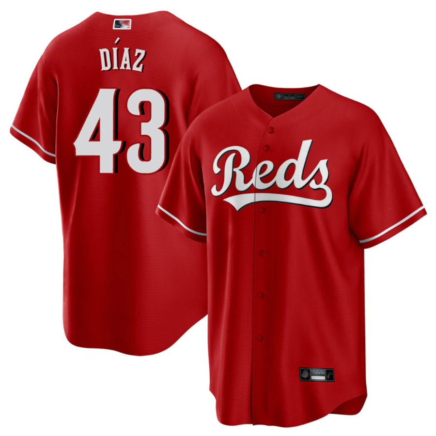 Custom #43 Red CIN Baseball Shirt Top