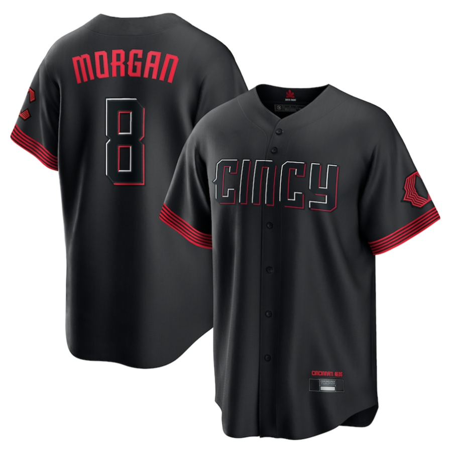 Custom #8 Black City Connect CIN Baseball Shirt Top