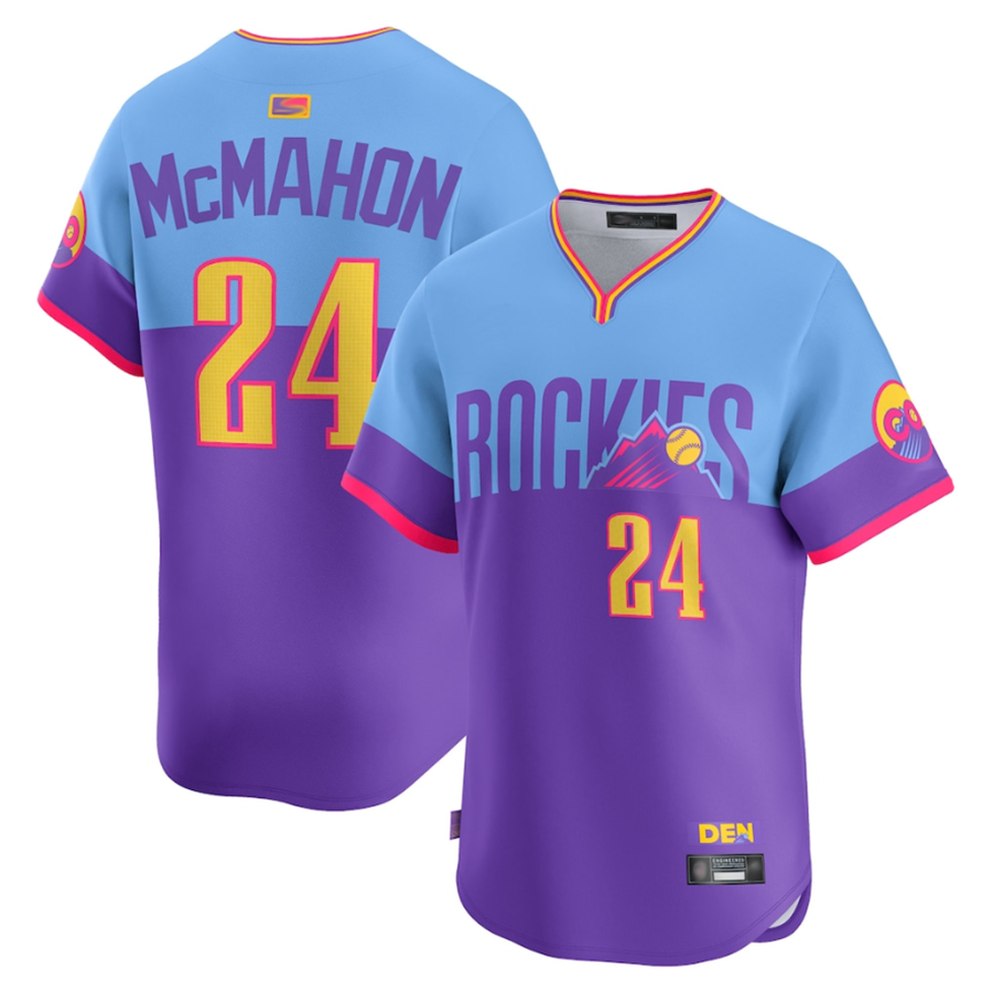 Custom #24 Light Blue City Connect COL Baseball Shirt Top