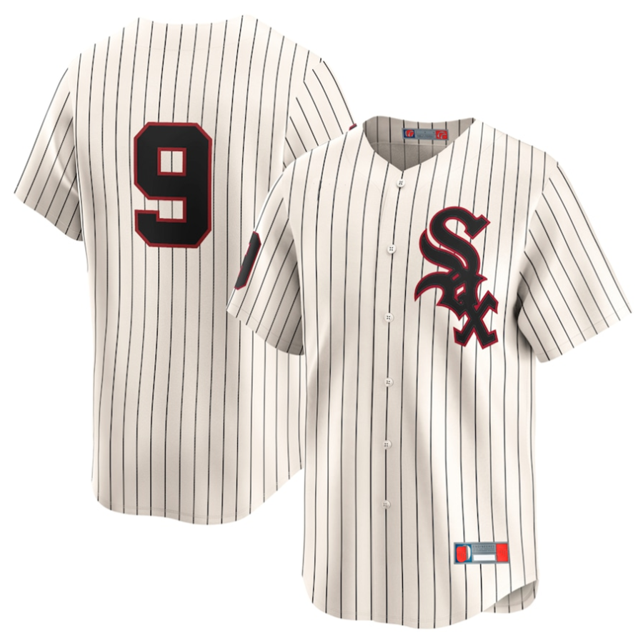 Custom #9 Cream Throwback CWS Baseball Shirt Top