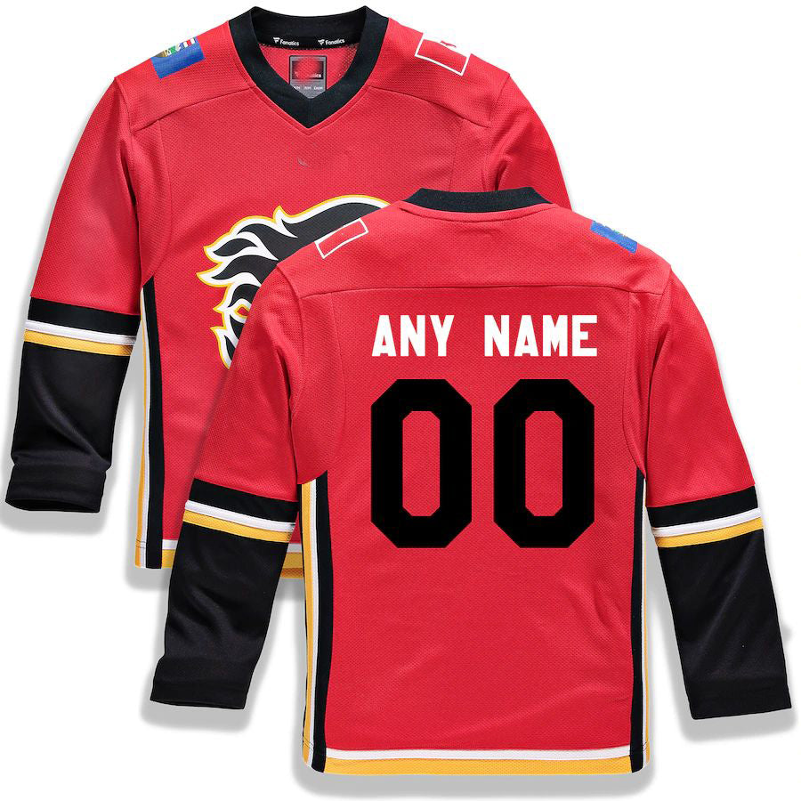 Custom C.Flames Supporters Branded Alternate Replica Red Stitched American Hockey Jerseys
