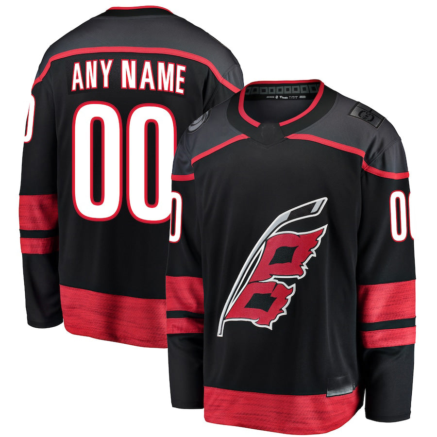 Custom C.Hurricanes Supporters Branded Alternate Breakaway Jersey Black Stitched American Hockey Jerseys