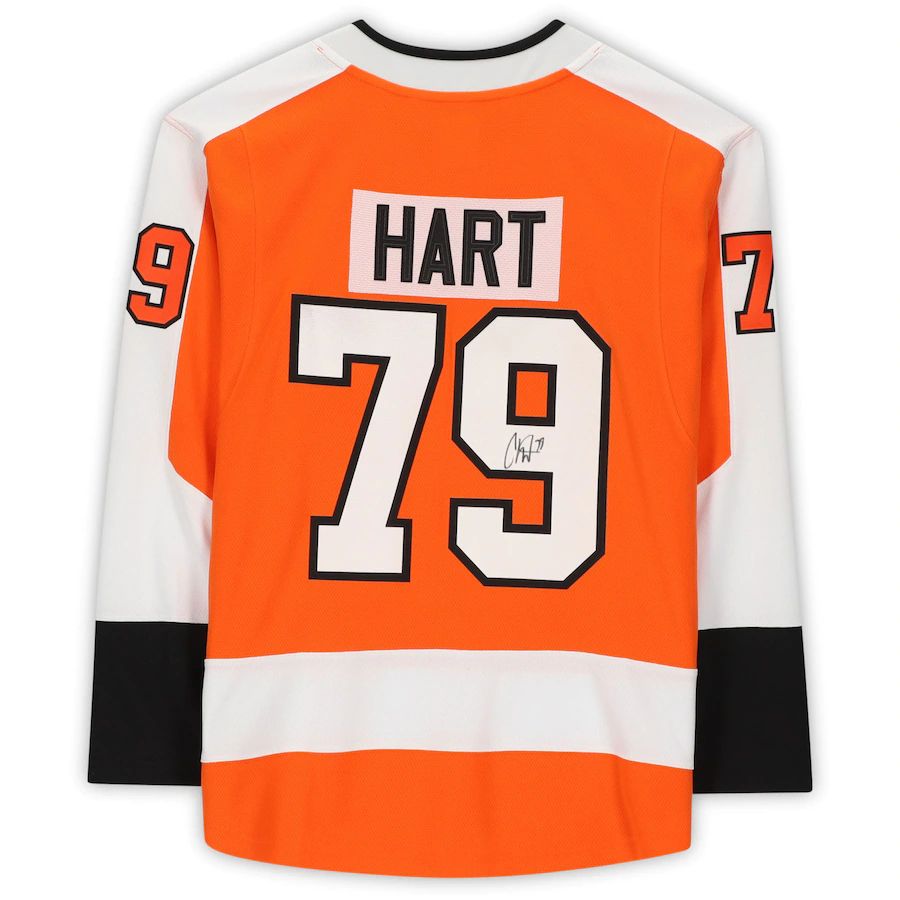 P.Flyers #79 Carter Hart Supporters Authentic Autographed Breakaway Jersey Orange Stitched American Hockey Jerseys