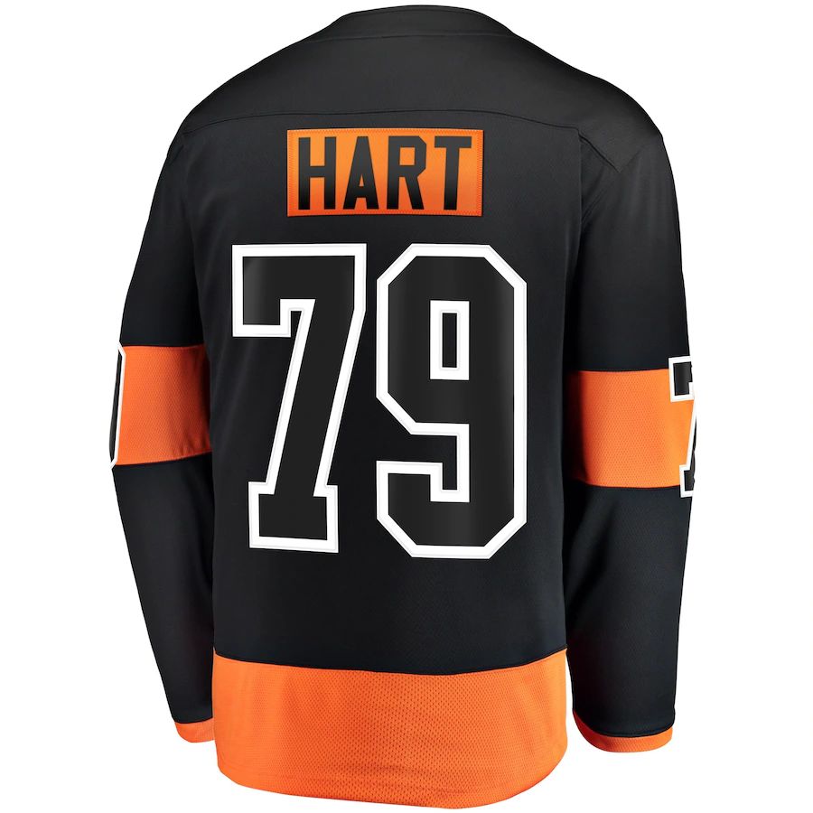 P.Flyers #79 Carter Hart Supporters Branded Alternate Premier Breakaway Player Jersey Stitched American Hockey Jerseys