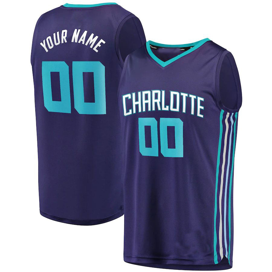Custom C.Hornets Supporters Branded Fast Break Replica Jersey Purple Statement Edition American Stitched Basketball Jersey