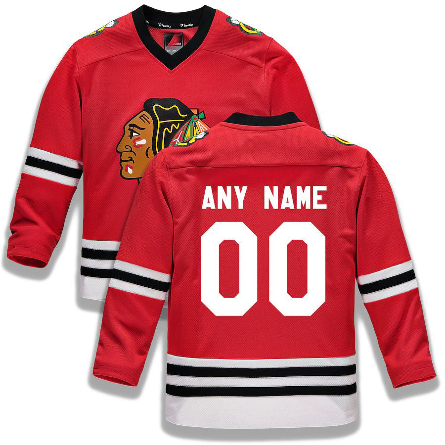Custom C.Blackhawks Supporters Branded Home Replica Red Stitched American Hockey Jerseys