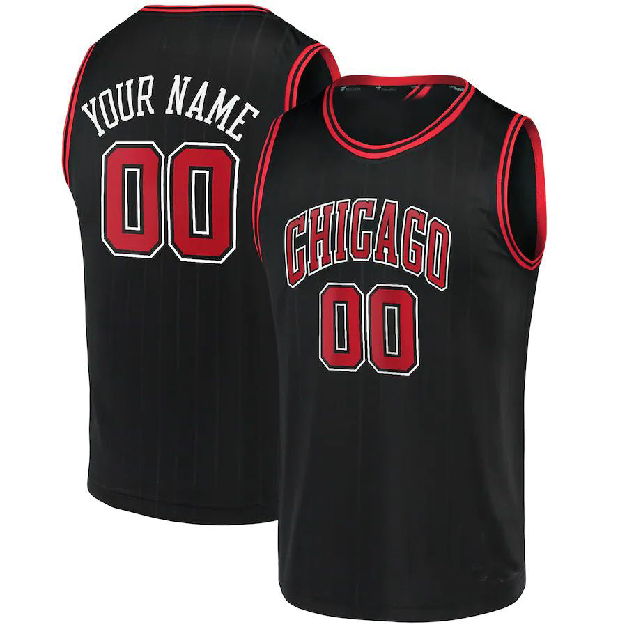 Custom C.Bulls Supporters Branded Fast Break Replica Jersey Black Statement Edition American Stitched Basketball Jersey
