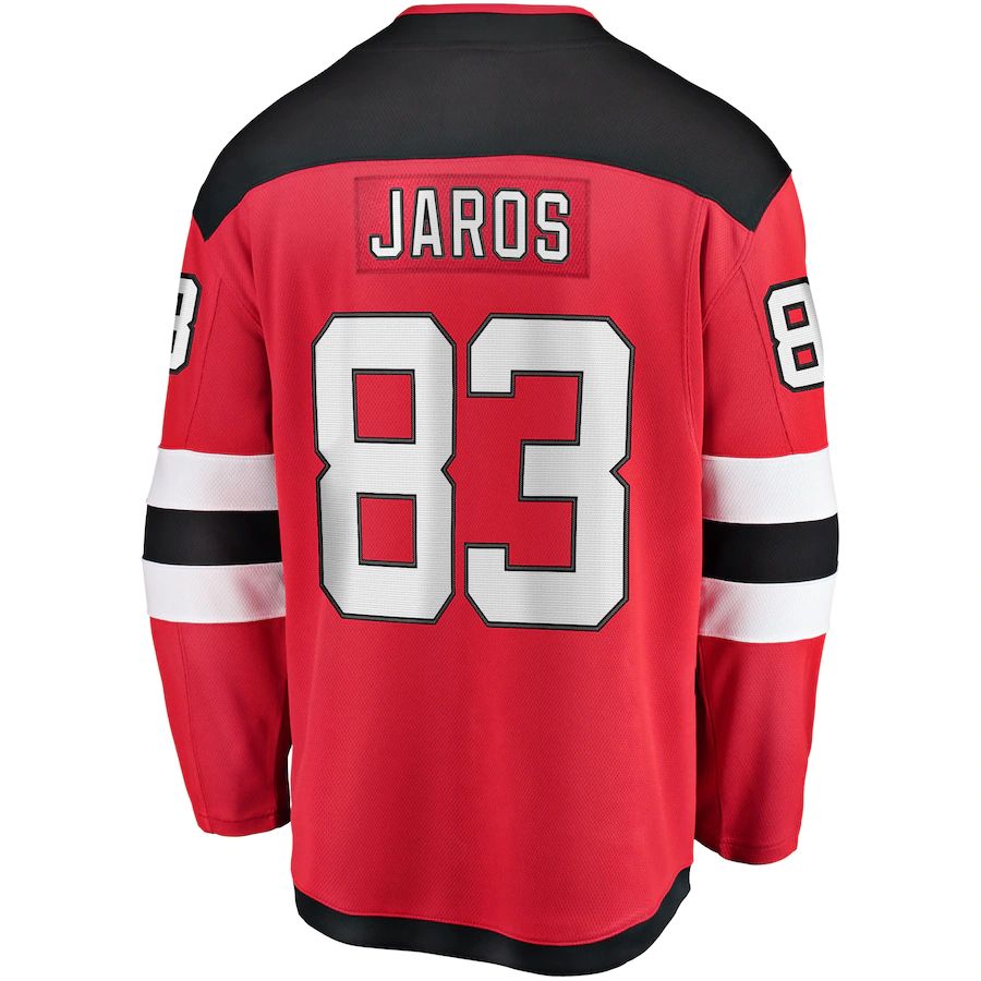 NJ.Devils #83 Christian Jaros Supporters Branded Home Breakaway Player Jersey  Red Stitched American Hockey Jerseys