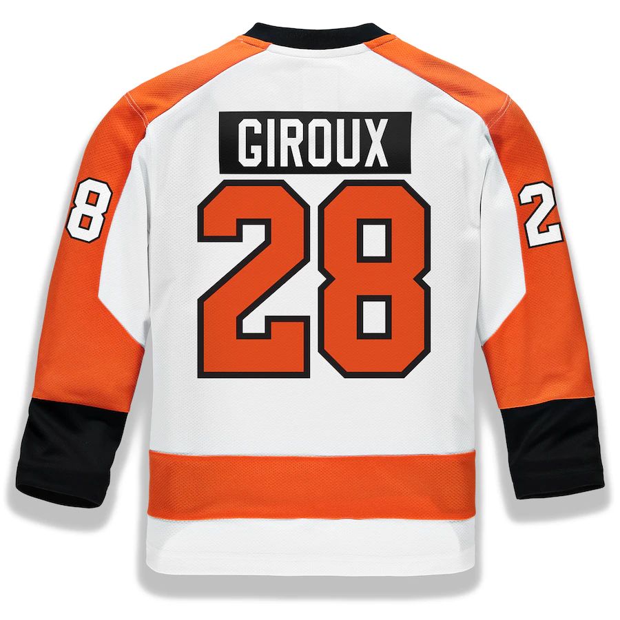 P.Flyers #28 Claude Giroux Supporters Branded Replica Player Jersey White Stitched American Hockey Jerseys