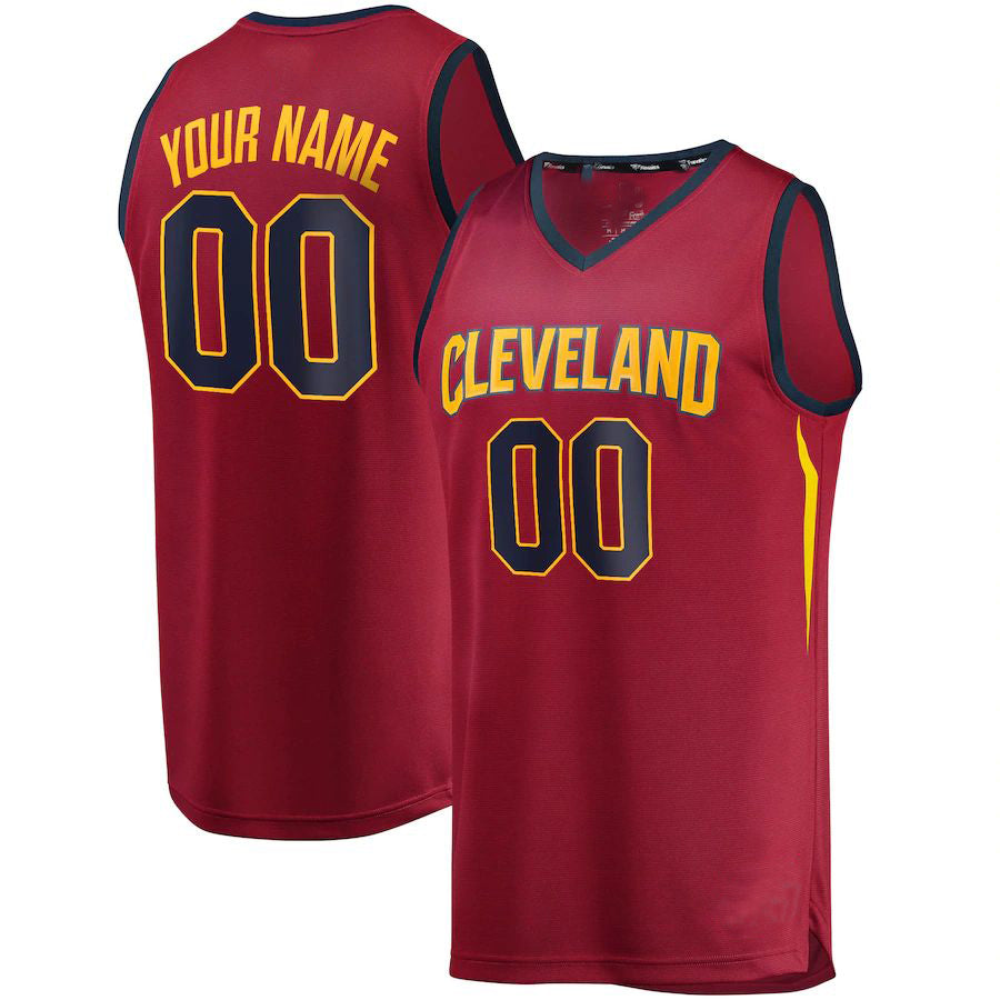 Custom C.Cavaliers Supporters Branded Fast Break  Replica Jersey Icon Edition Wine American Stitched Basketball Jersey