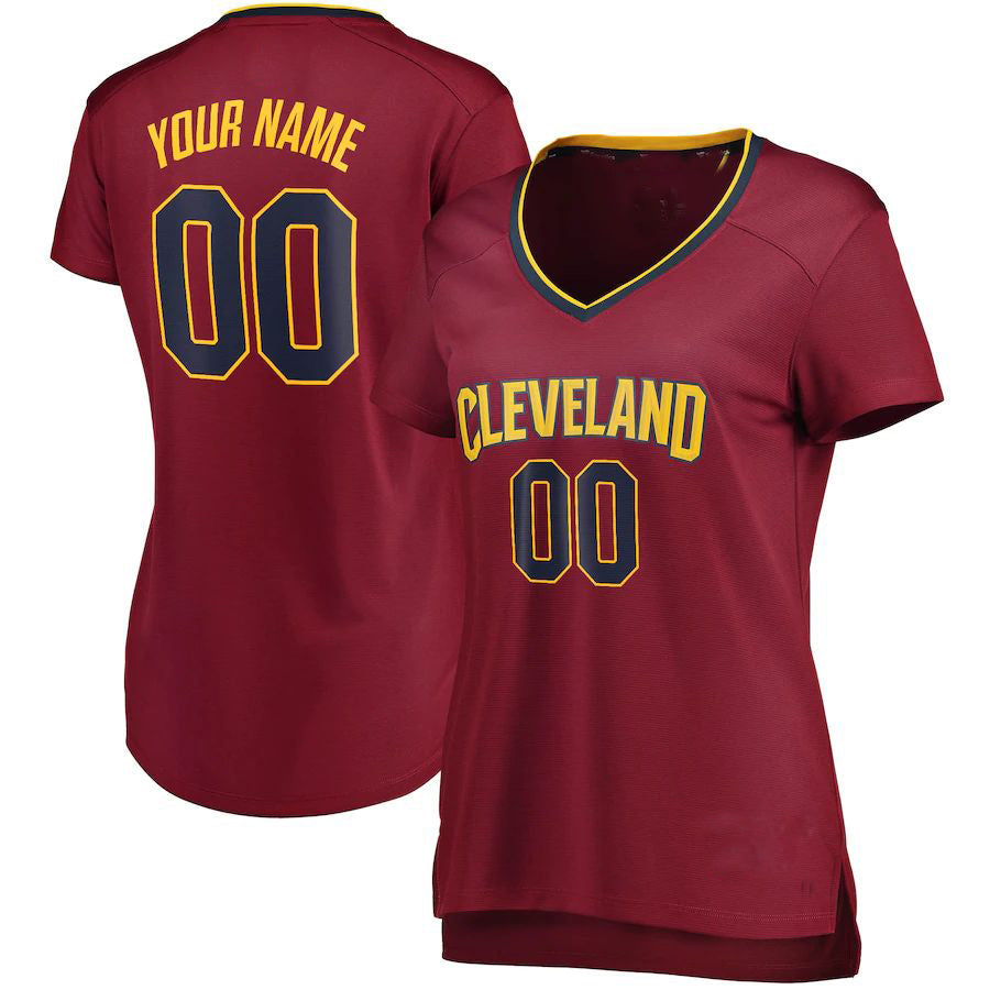 Custom C.Cavaliers Supporters Branded Fast Break Icon Edition Wine American Stitched Basketball Jersey