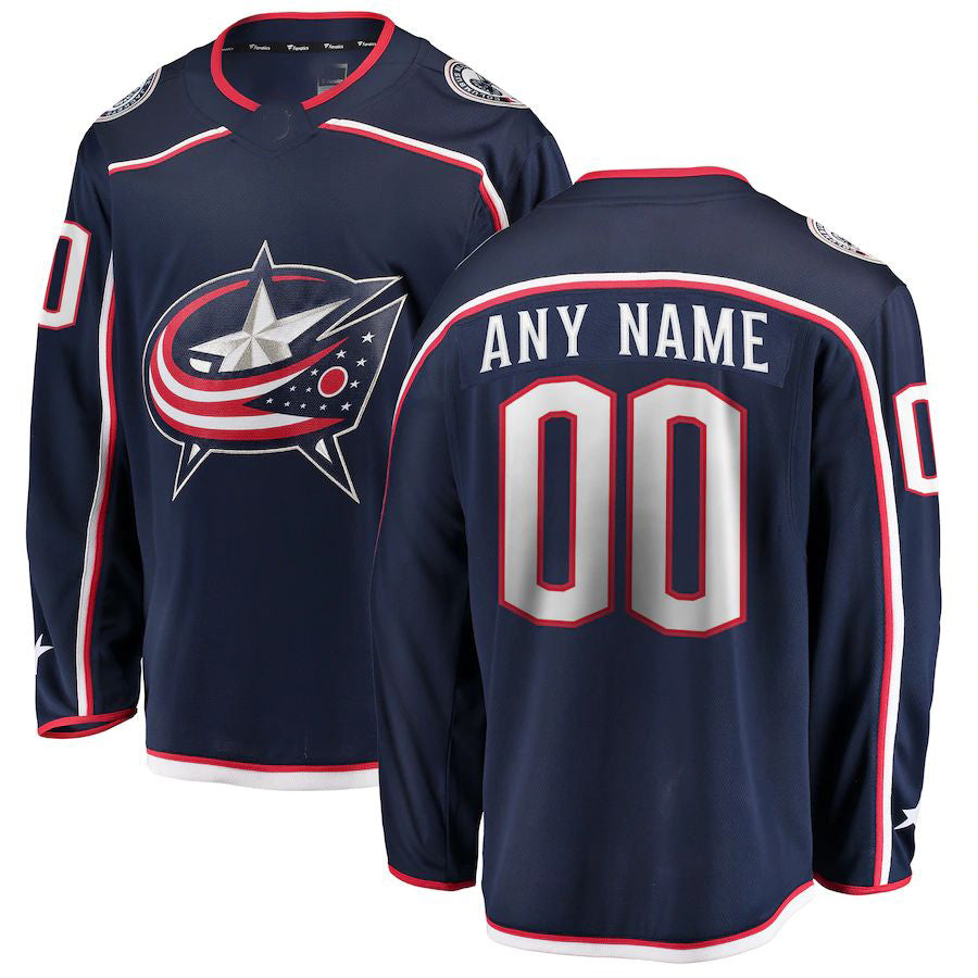 Custom C.Blue Jackets Supporters Branded Home Breakaway Navy Stitched American Hockey Jerseys