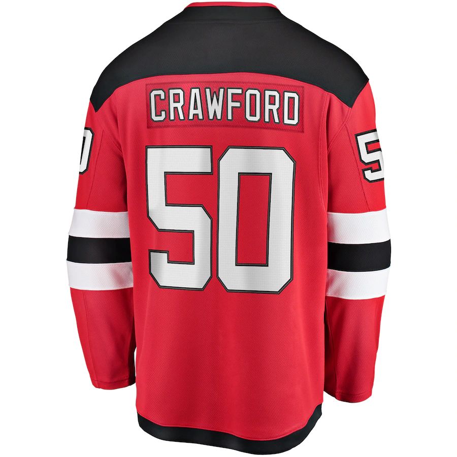 NJ.Devils #50 Corey Crawford Supporters Branded Youth Breakaway Player Jersey Red Stitched American Hockey Jerseys