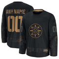 Custom B.Bruins Supporters 2024 Military Appreciation Personalized Long Sleeve Practice Jersey - Black Stitched American Hockey Jerseys
