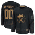 Custom B.Sabres Supporters 2024 Military Appreciation Personalized Long Sleeve Practice Jersey - Black Stitched American Hockey Jerseys