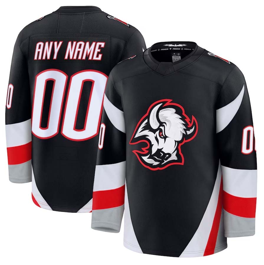 Custom B.Sabres Supporters Alternate Premium Jersey - Black Stitched American Hockey Jerseys