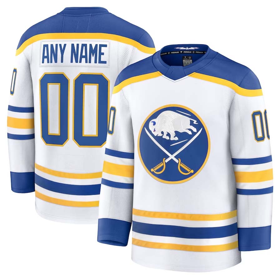 Custom B.Sabres Supporters Away Premium Jersey - White Stitched American Hockey Jerseys