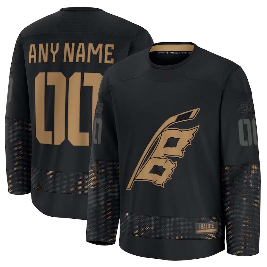 Custom C.Hurricanes Supporters 2024 Military Appreciation Personalized Long Sleeve Practice Jersey - Black Stitched American Hockey Jerseys