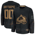 Custom C.Avalanche Supporters 2024 Military Appreciation Personalized Long Sleeve Practice Jersey - Black Stitched American Hockey Jerseys