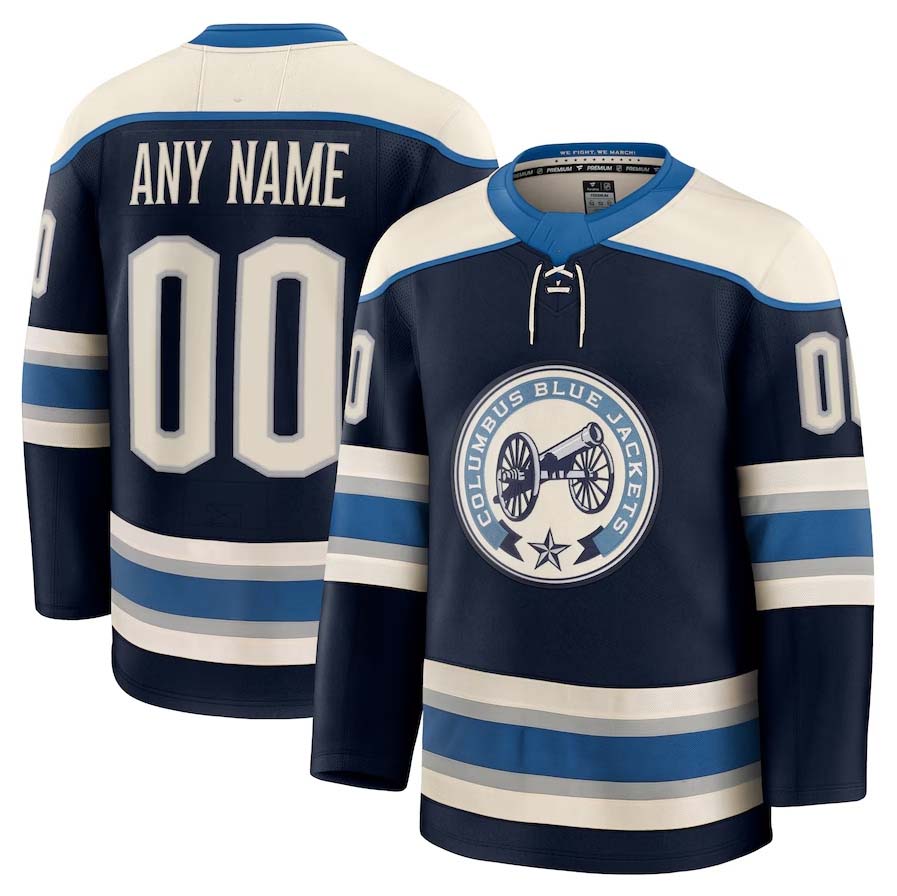 Custom C.Blue Jackets Supporters Alternate Premium Jersey - Navy Stitched American Hockey Jerseys