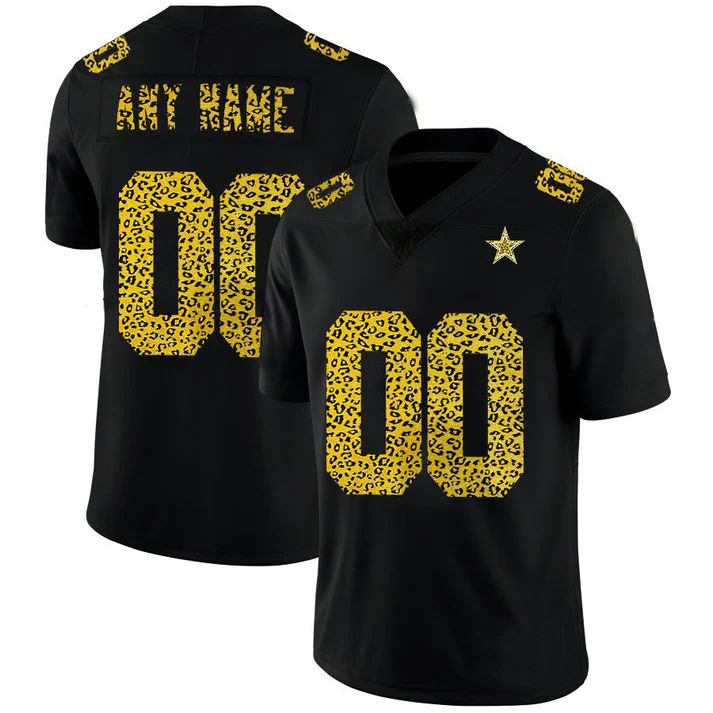Custom D.Cowboys Jersey Black Limited Fashion Vapor Leopard Print Football Jerseys