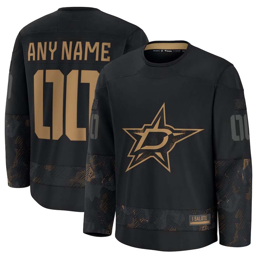 Custom D.Stars Supporters Supporters 2024 Military Appreciation Personalized Long Sleeve Practice Jersey - Black Stitched American Hockey Jerseys