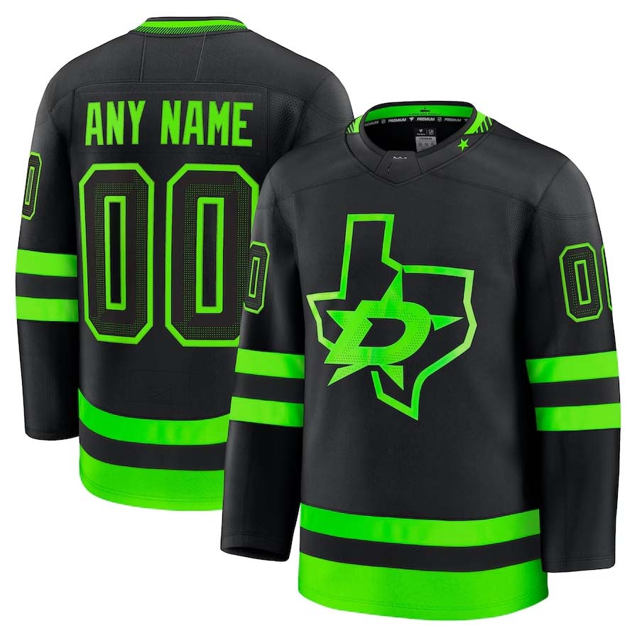Custom D.Stars Supporters Alternate Premium Jersey - Black Stitched American Hockey Jerseys