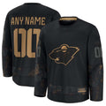 Custom M.Wild Supporters 2024 Military Appreciation Personalized Long Sleeve Practice Jersey - Black Stitched American Hockey Jerseys