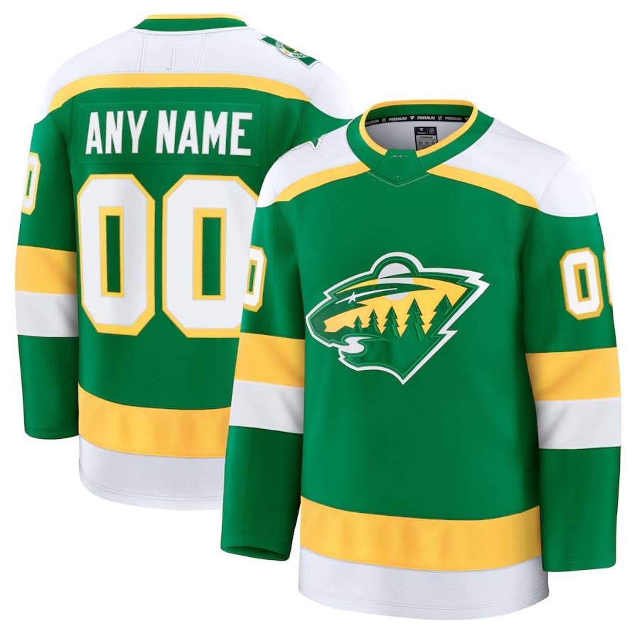 Custom M.Wild Supporters Alternate Premium Jersey - Green Stitched American Hockey Jerseys