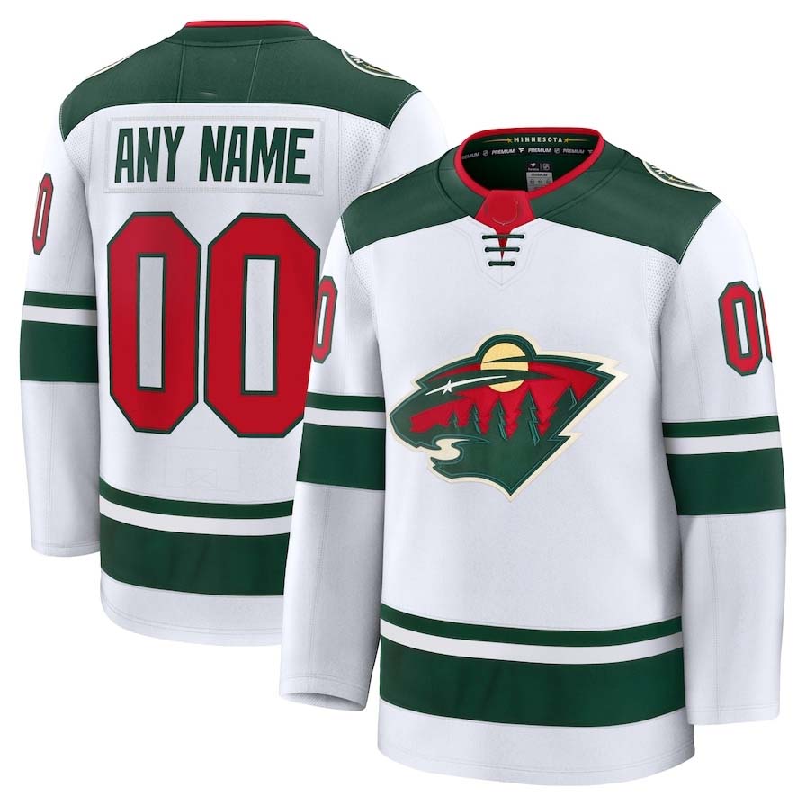 Custom M.Wild Supporters Away Premium Jersey - White Stitched American Hockey Jerseys