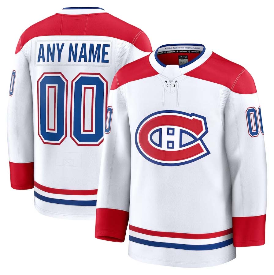 Custom M.Canadiens Supporters Away Premium Jersey - White Stitched American Hockey Jerseys