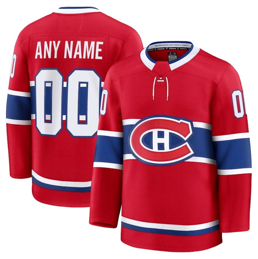 Custom M.Canadiens Supporters Home Premium Jersey - Red Stitched American Hockey Jerseys