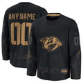 Custom N.Predators  Supporters 2024 Military Appreciation Personalized Long Sleeve Practice Jersey - Black Stitched American Hockey Jerseys