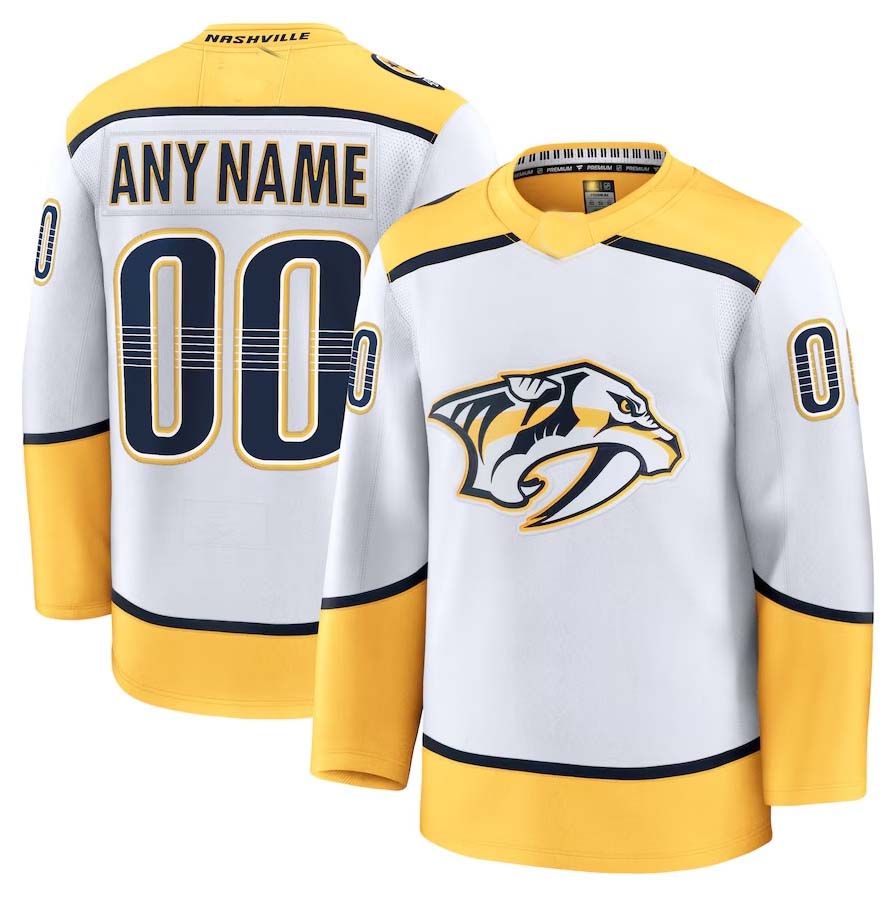 Custom N.Predators  Supporters Away Premium Jersey - White Stitched American Hockey Jerseys