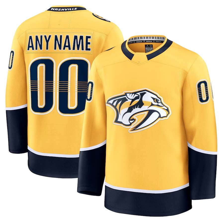 Custom N.Predators Supporters Home Premium Jersey - Gold Stitched American Hockey Jerseys