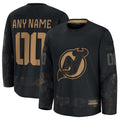 Custom NJ.Devils  Supporters 2024 Military Appreciation Personalized Long Sleeve Practice Jersey - Black Stitched American Hockey Jerseys