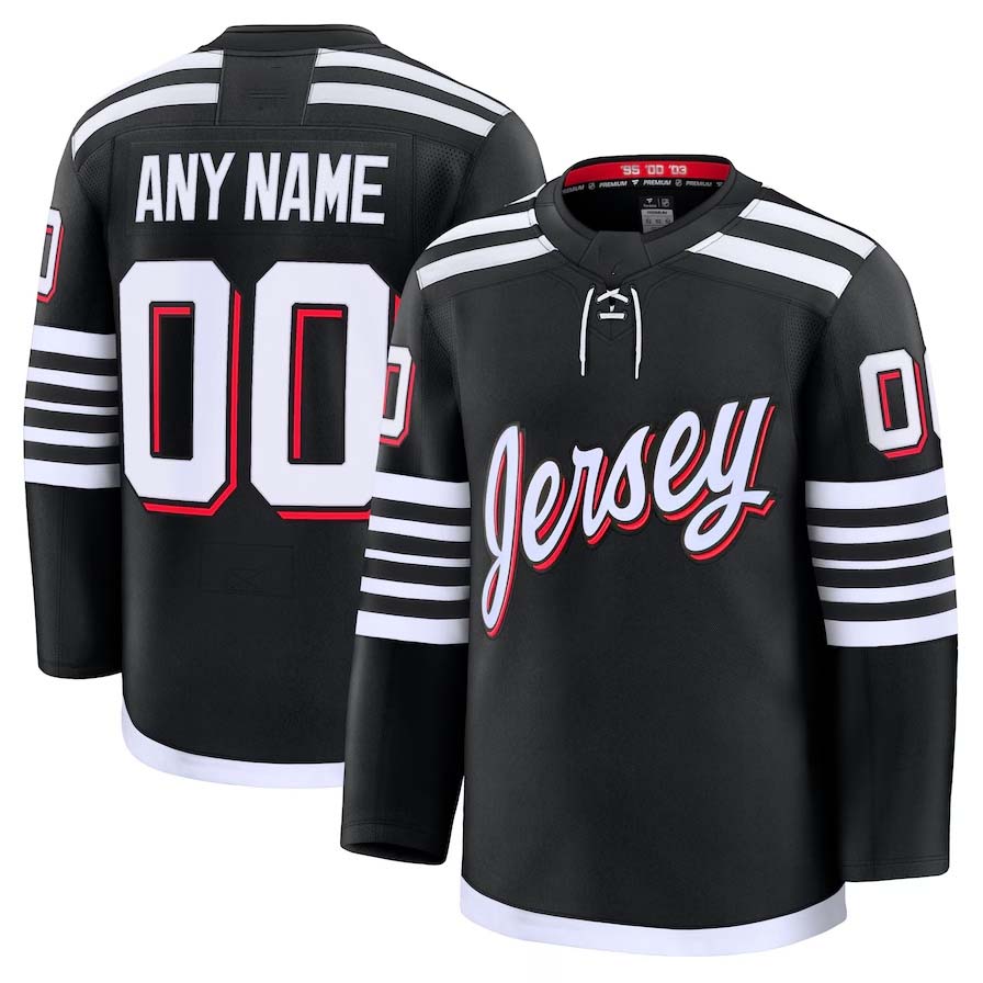 Custom NJ.Devils Supporters Alternate Premium Jersey - Black Stitched American Hockey Jerseys