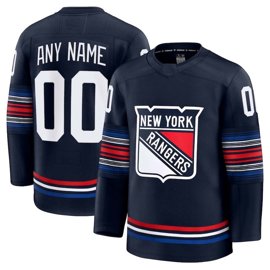 Custom NY.Rangers Supporters Alternate Premium Jersey - Navy Stitched American Hockey Jerseys