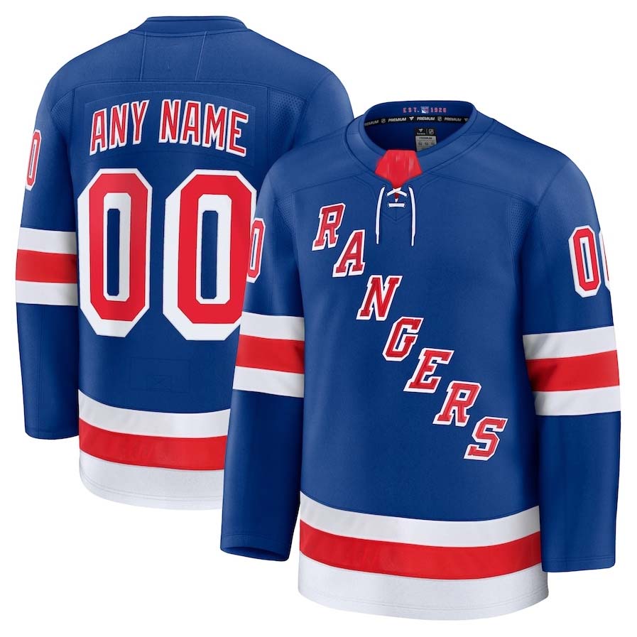 Custom NY.Rangers Supporters Home Premium Jersey - Royal Stitched American Hockey Jerseys