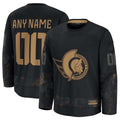 Custom O.Senators Supporters 2024 Military Appreciation Personalized Long Sleeve Practice Jersey - Black Stitched American Hockey Jerseys