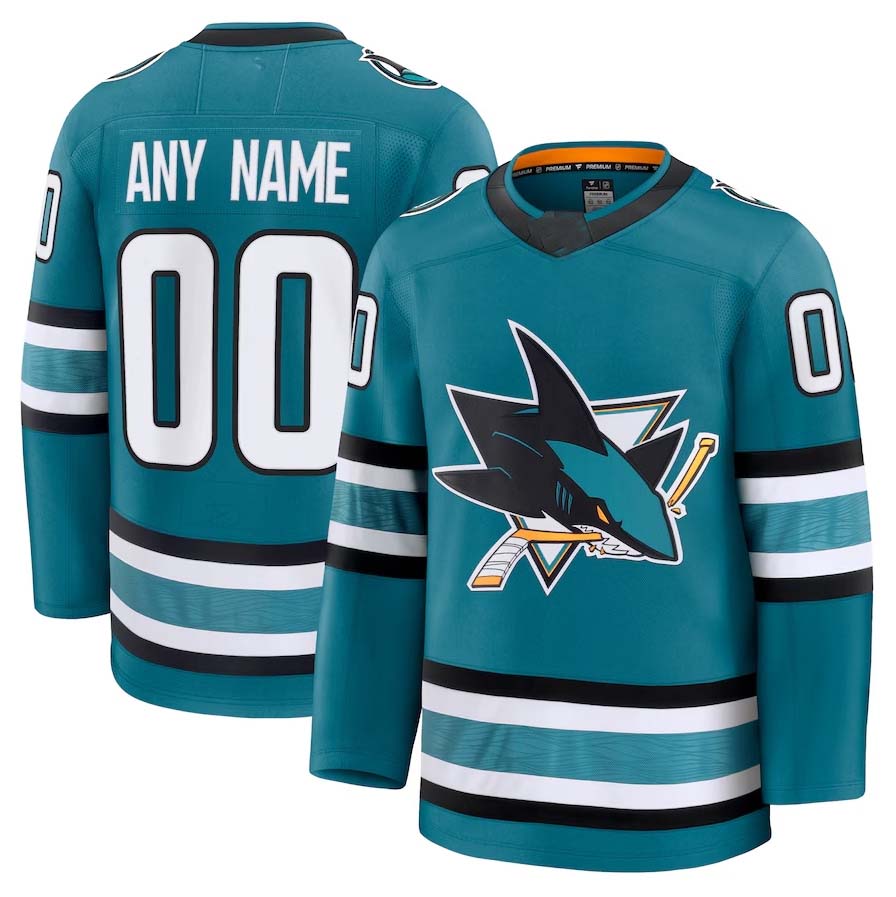 Custom SJ.Sharks Supporters Home Premium Jersey - Teal Stitched American Hockey Jerseys