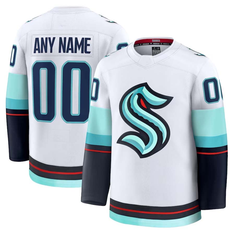 Custom S.Kraken Supporters Away Premium Jersey - White Stitched American Hockey Jerseys