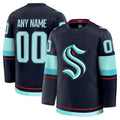Custom S.Kraken Supporters Home Premium Jersey - Deep Sea Blue Stitched American Hockey Jerseys