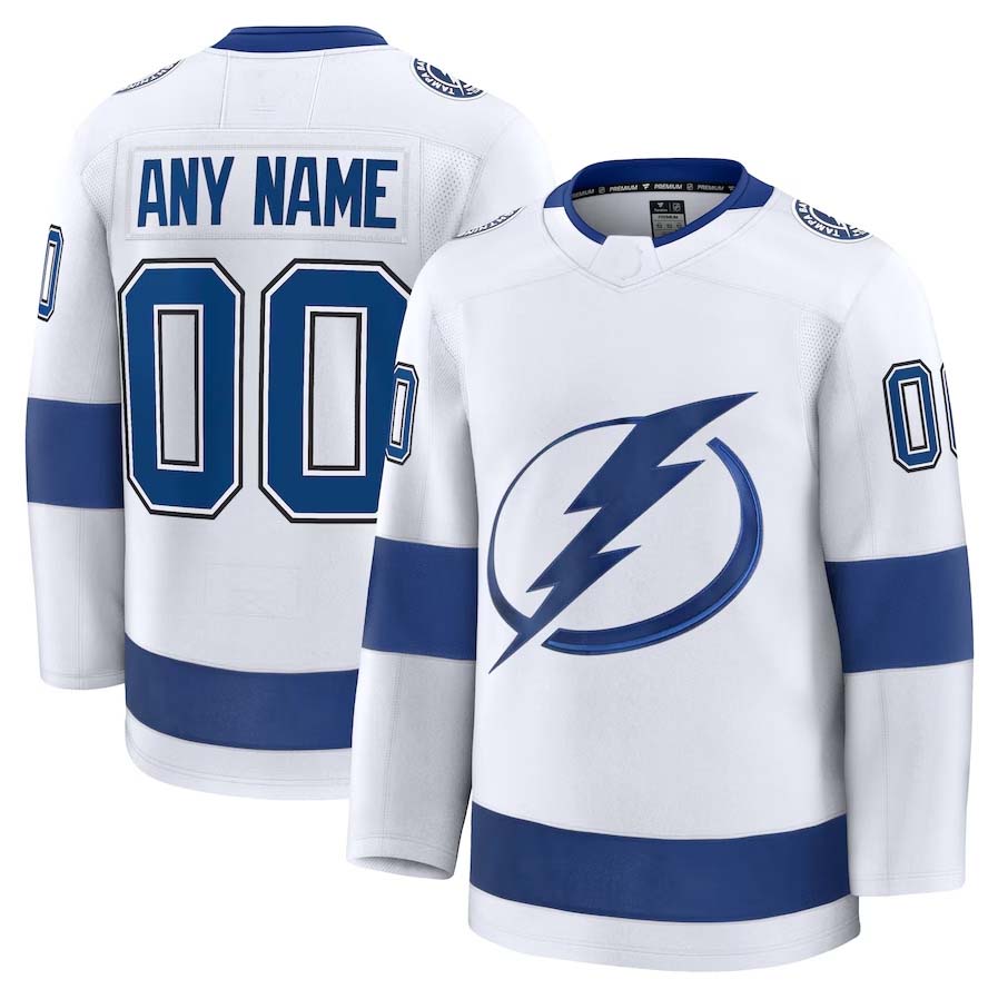 Custom TB.Lightning Supporters Away Premium Jersey - White Stitched American Hockey Jerseys