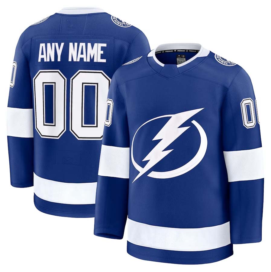 Custom TB.Lightning Supporters Home Premium Jersey - Blue Stitched American Hockey Jerseys