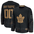 Custom T.Maple Leafs Supporters 2024 Military Appreciation Personalized Long Sleeve Practice Jersey - Black Stitched American Hockey Jerseys